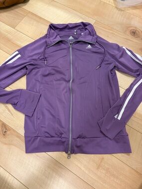 adidas Purple Full-Zip light Jacket with White Stripes